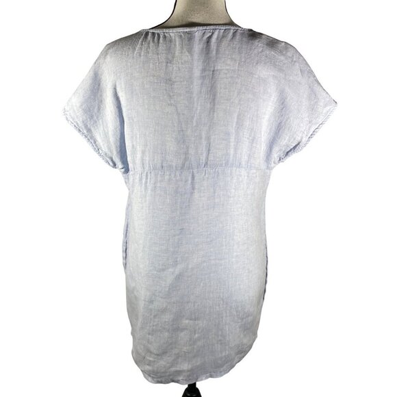 Studio 41 Light Blue Linen Tunic Top With Pockets & Pleated Front Detail Size M - Picture 3 of 9